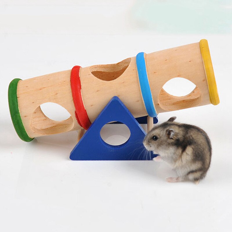 Naturligt træmateriale kæledyr smådyr legeplads trævippe legetøj til små dyr dværg hamster og mus sjovt legetøj