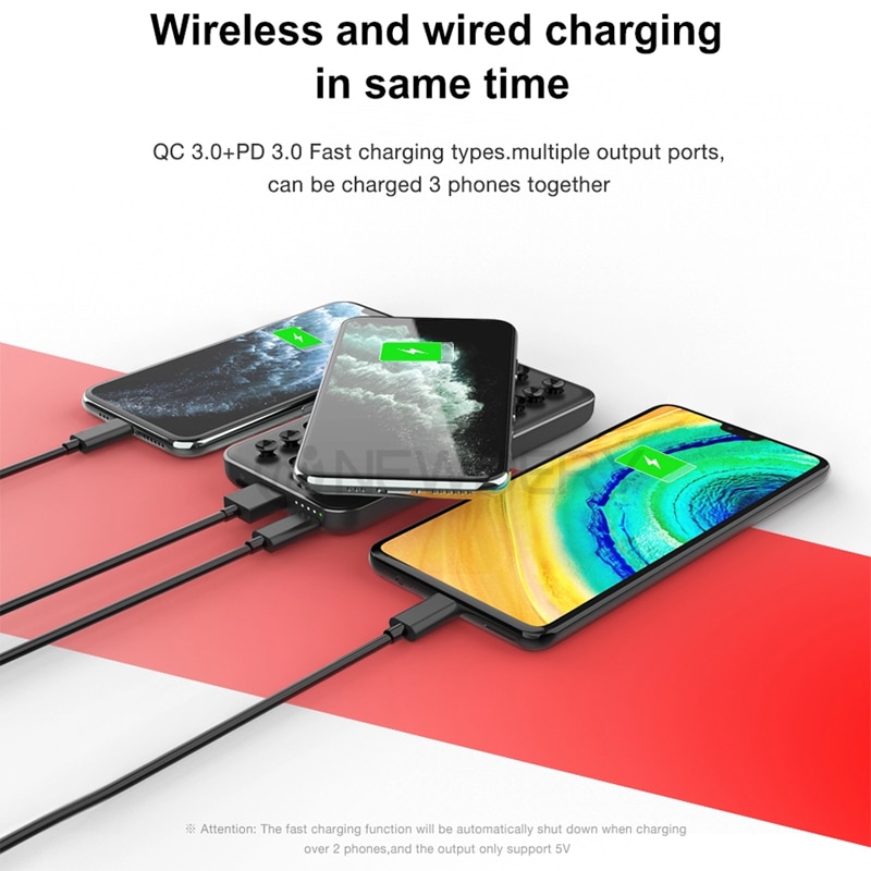 Draadloze snelladende powerbank 10000 voor iphone 11, draagbare zuignappen, draadloze draagbare oplader voor iphone 11 pro, zwart