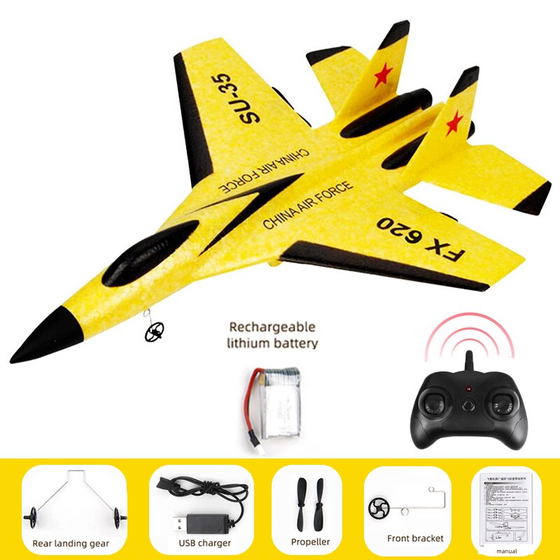 FX-620 SU-35 Rc Afstandsbediening Vliegtuig 2.4G Afstandsbediening Vechter Hobby Vliegtuig Zweefvliegtuig Vliegtuig Epp Schuim Speelgoed Rc Vliegtuig kids: Yellow-SU35-1B