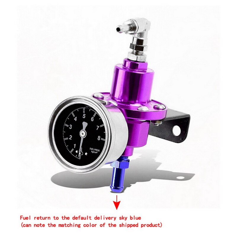 Universal Adjustable Fuel Pressure Regulator Kit with Gauge for Car: Purple