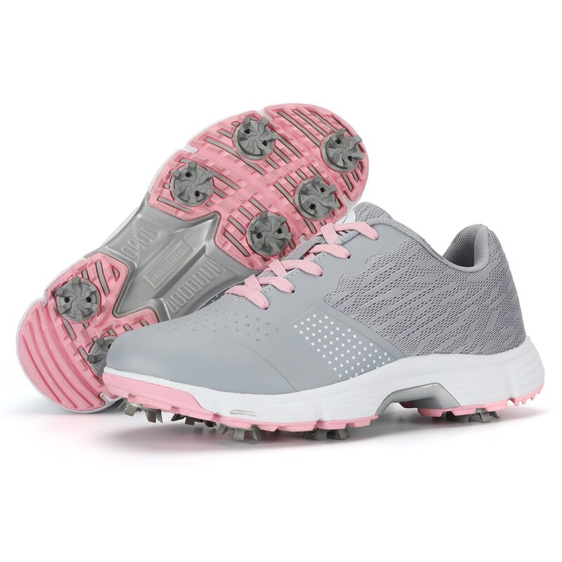 Waterproof Golf Shoes Women Outdoor Spikes Golf Sneakers Ladies Big Size 35-41 Sport Golfing Shoes Women Athletic Sneakes: GrayPink / 5