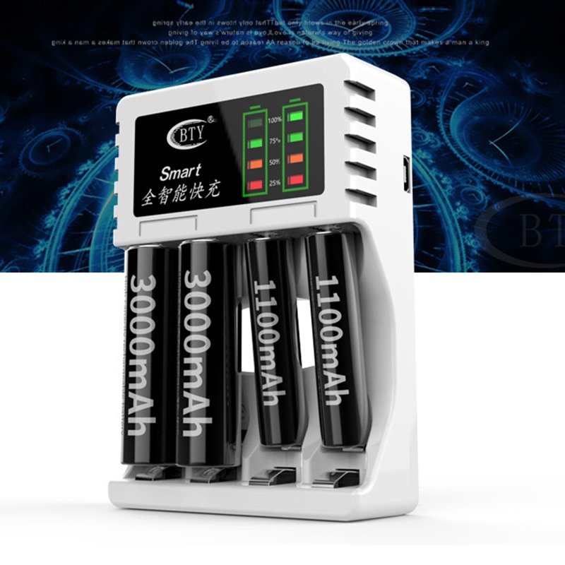 4 Slots Battery Charger Smart Oplaadbare Batterij Opladers Voor Aa/Aaa Ni-Mh/Ni-Cd Oplaadbare Batterij