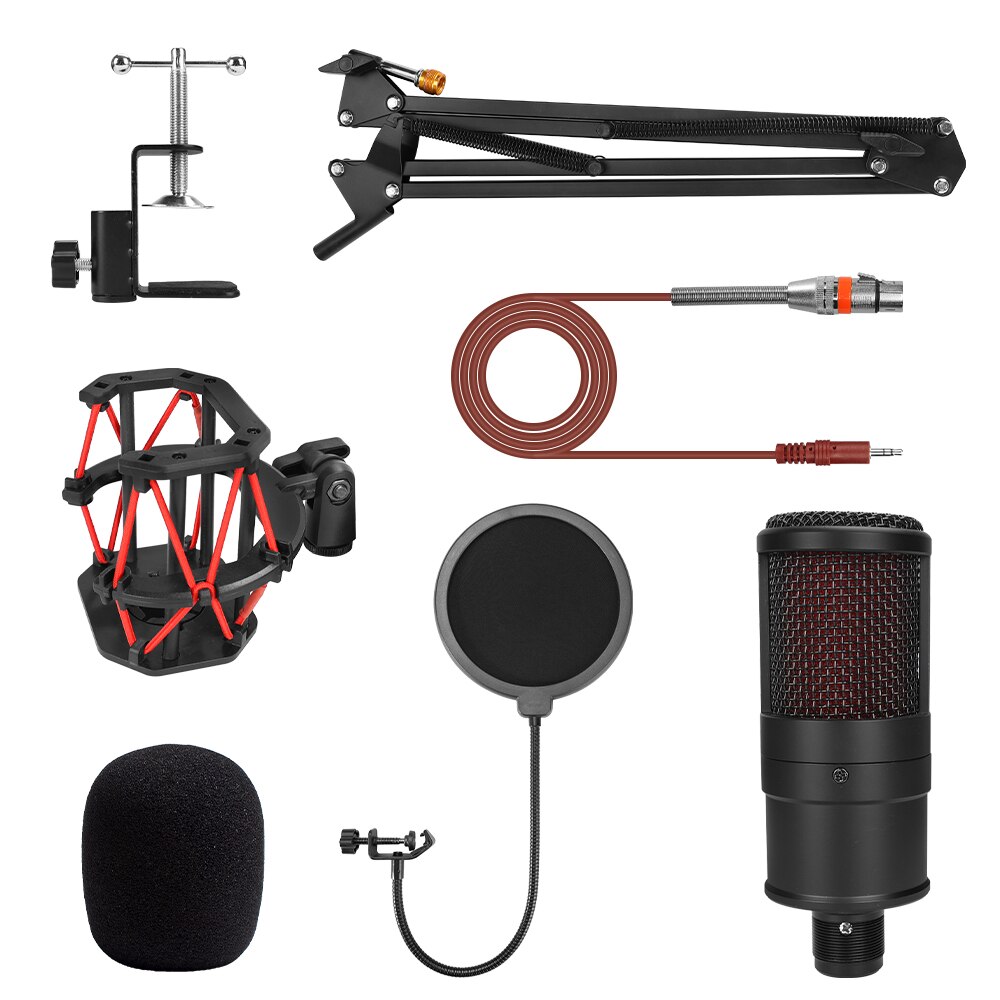 V500 Condenser Microphone For Smart Phone&amp;Laptop 3.5MM Directly Used With Strong Holder Recording Device Phone Microphone: A