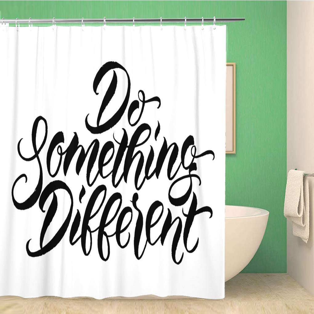 Bathroom Shower Curtain Modern Inspirational Quote Do Something Different Brush Lettering 72x78 inches Waterproof Bath Curtain: 165X180CM