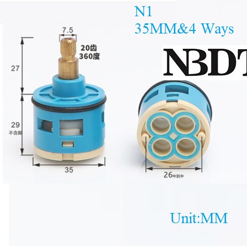 Shower Faucet 2 3 4 Ways Diverter Valve Cartridge Replacement Square Plastic Round Brass Shaft: N1 35MM 4WAYS