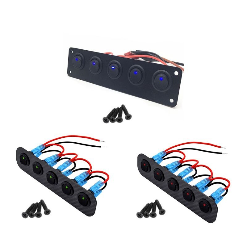 ON-OFF Toggle Switching Control Panel with Digital Voltmeter 2 USB Charger 12V for Car Marine Boat