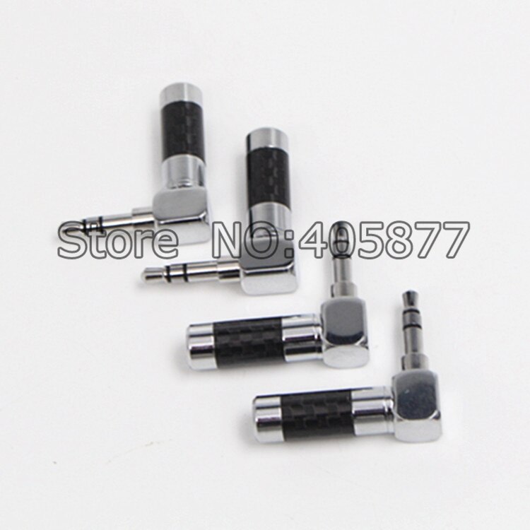 4 Stck Rhodium Überzogene 3,5mm Jack Stereo Audio- Mini Jack Stecker Rechten Winkel Stecker Kohlenstoff Faser, durchmesser 6mm