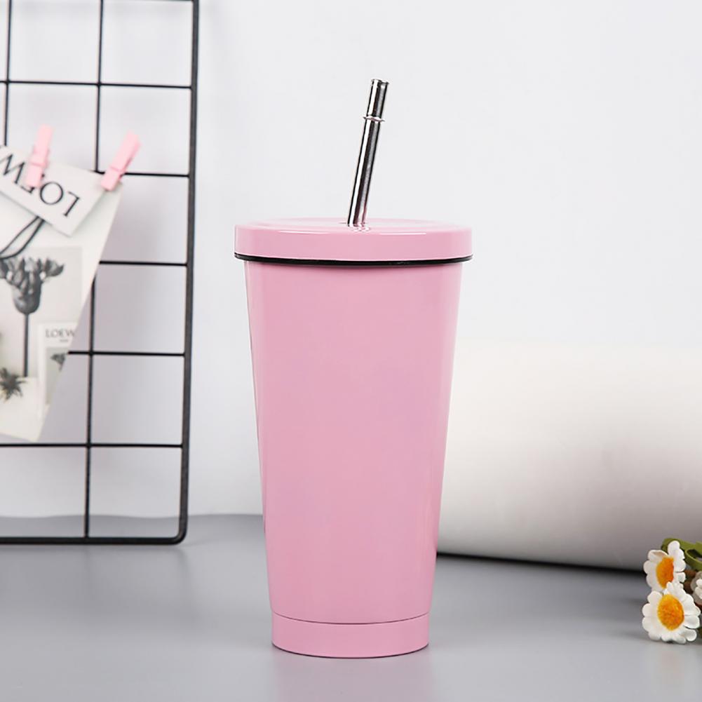 Vaso de vacío con pajita, taza térmica de acero inoxidable, termo de agua, taza de café, botella de paja para beber