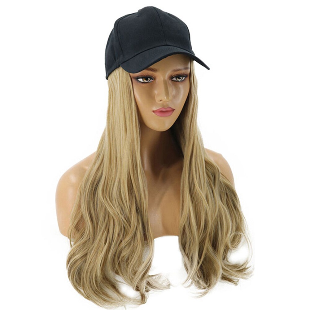 Damska peruka z długimi kręconymi włosami syntetyczna fryzura robić przedłużania włosów z czapką z daszkiem modna anty-ultrafioletowa czapka przeciwsłoneczna Streetwear