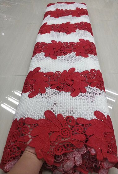 Tissu africain en dentelle guipure verte avec pierres décoratives pour robe de mariée (ytb 112): Comme sur la photo 5