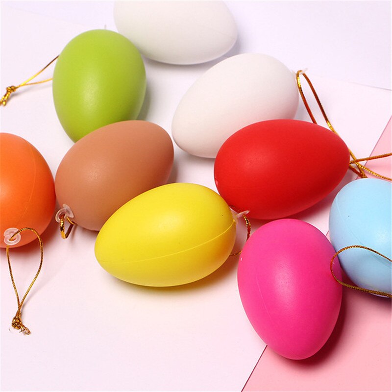 DIY Toys Easter Egg Children&#39;s Handmade Cartoon Painted Eggshell Plastic Craft With Rope Hanging For Kids: Random 6 PCS