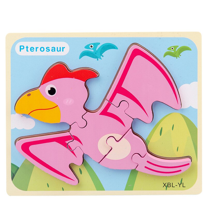 Wooden Puzzle Kids Toy Baby Wood Jigsaw Puzzles Cartoon Dinosaur Animal Early Educational Toys For Children: Pterosaur