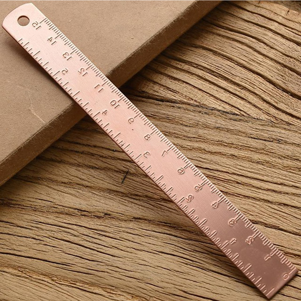 15cm messing rett linjal for skolekontor skrivesaker metallmaling tegneverktøy rose gull måler linjal bokmerke: Gul
