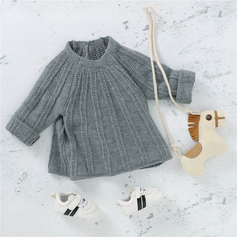 3-24M Autumn Winter Warm Knit Sweater For Boy Girl Long Sleeve Knitted Cardigan Sweater Casual Plain Coat Jacket Knitwear