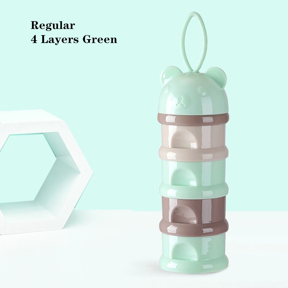 3/4Layer Bear Style Portable Baby Food Storag Box Multiple Openings Cereal Cartoon Infant Milk Powder Box Toddle Snack Container