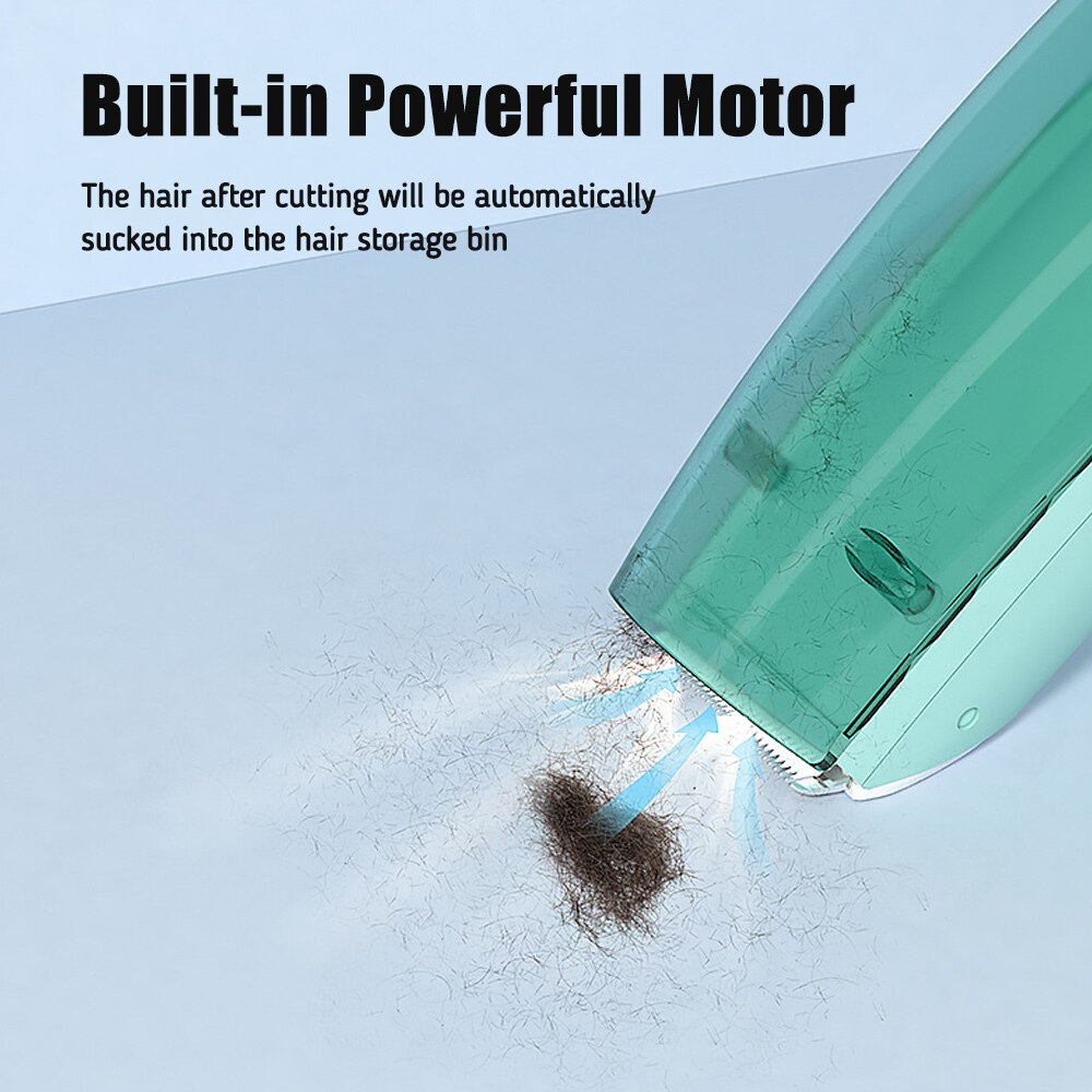 Children Electric Baby Hair Clipper Quiet Hair Trimmer Automatic Suction IPX7 Waterproof Cordless Haircut Kit with Haircut Cape