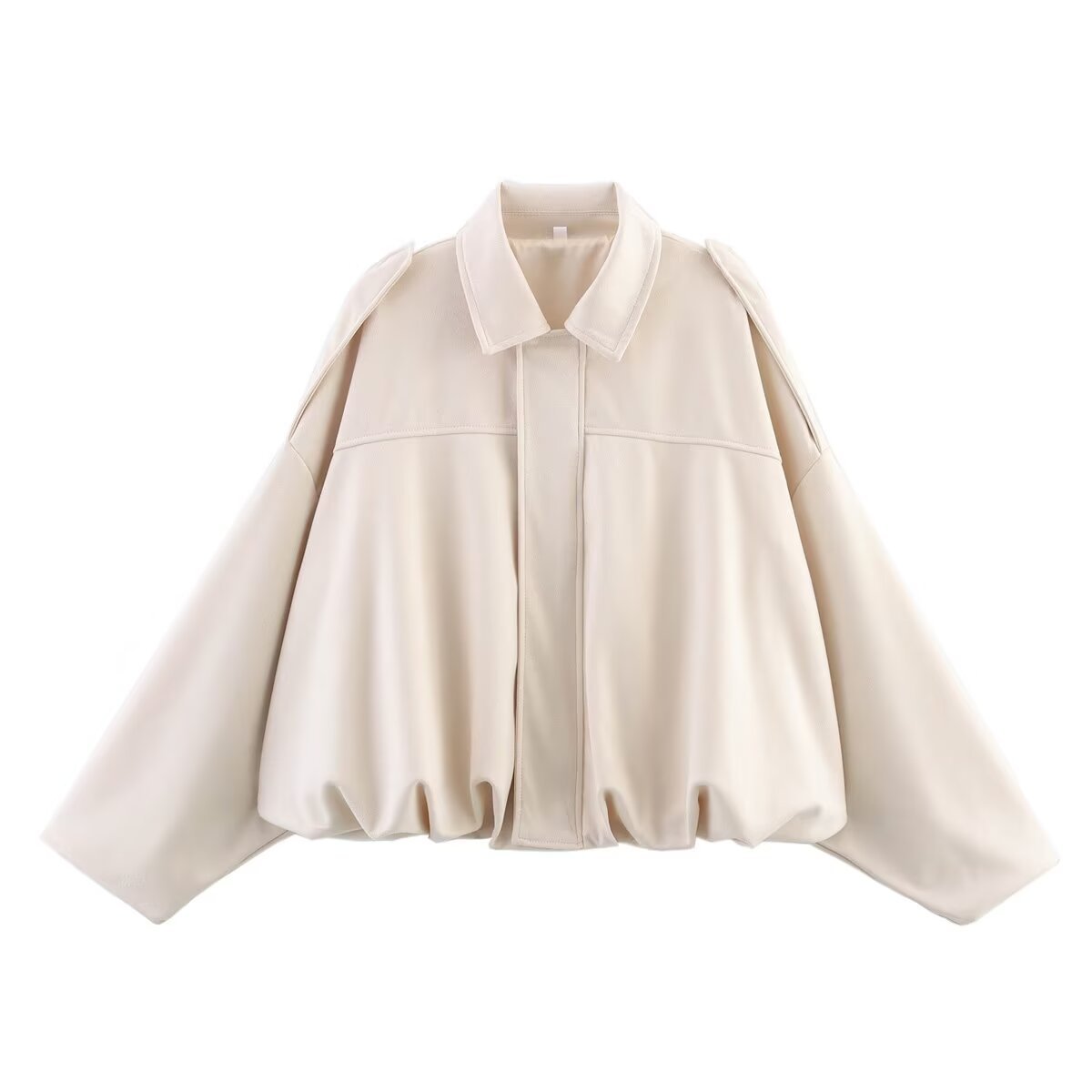 Chaqueta bomber de ante sintético de gran tamaño para mujer de ZBZA, con solapa con textura de ante, mangas largas de murciélago y dobladillo plisado, chaqueta bomber holgada, nueva prenda exterior vintage para mujer: S / Gris oscuro