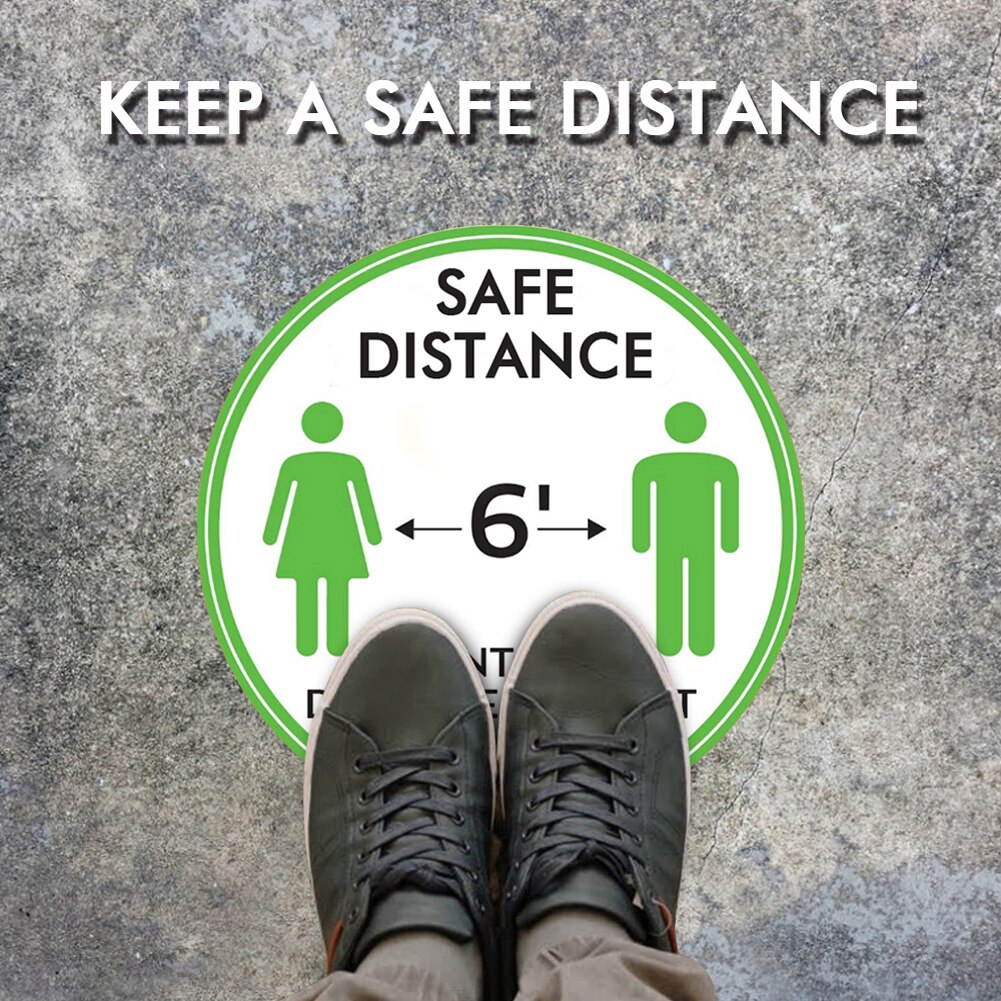 Calcomanías de suelo de separación Social, cartel marcador de señal de suelo de seguridad, mantener la distancia de 6 pies antideslizante, ronda de grado comercial 11