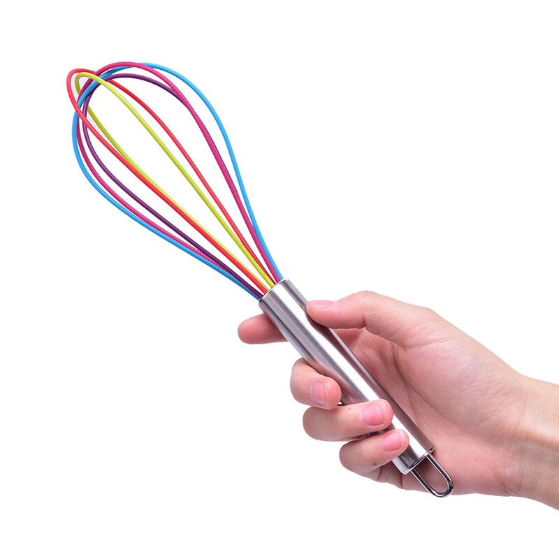 Batidor de huevos Manual giratorio multifuncional, Mini batidor de plástico para cocina, herramienta para hornear, agitador de huevos de silicona ecológico