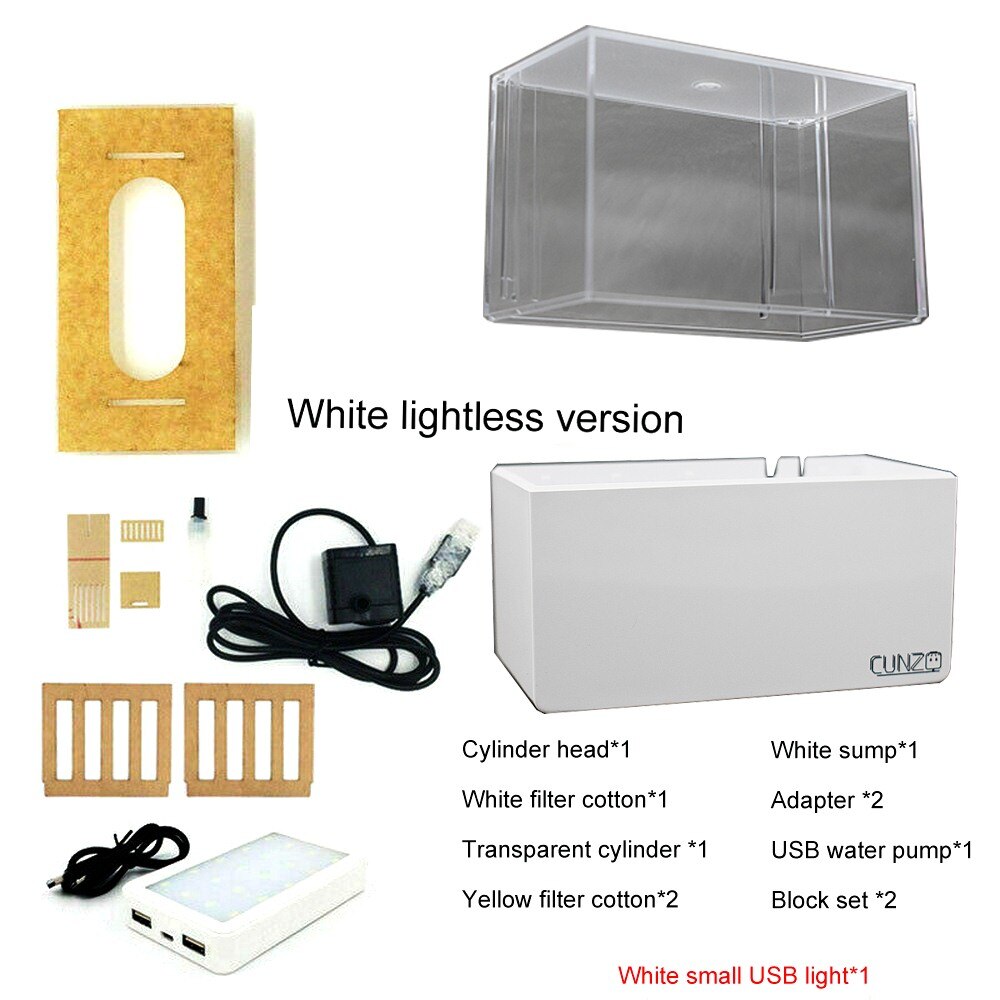 Usb akvarie akvarium mini plast akvarium bærbar desktop aquaponic akvarie fiskeskål med vandfiltrering led stille: 03