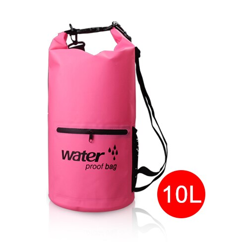 10L 20L Outdoor River trekking bag Double shoulder strap Swimming Waterproof Bags Ultralight Dry Organizers Drifting Kayaking: 10L Pink