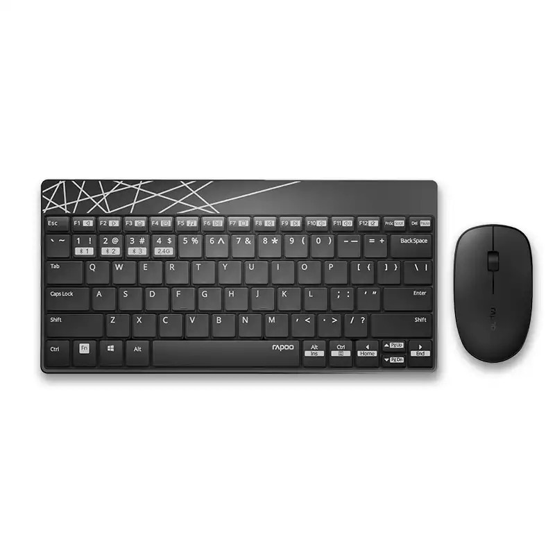 Neue Rapoo 8000M Multi-modus Stille Drahtlose Tastatur Maus Combos Bluetooth 3,0 & 4,0 RF 2,4G schalter zwischen 3 Geräte Verbindung