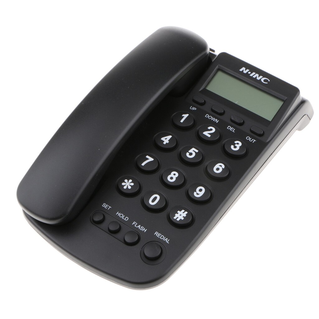 Landline-Corded Phone Home Telephone Desk Mountable W/ Phone-Line Black