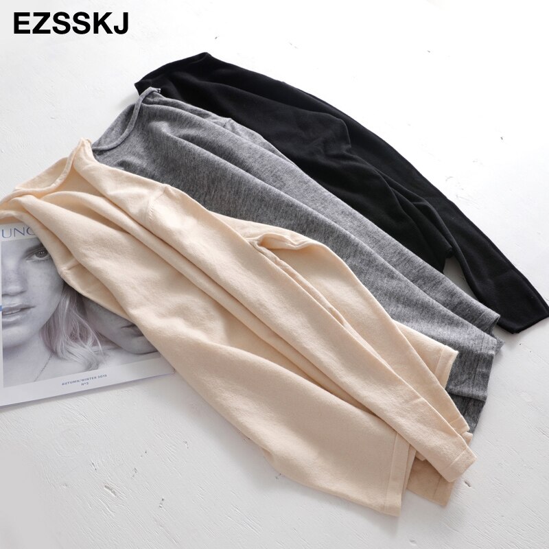 Høst vår oversize genser gensere kvinner løse kvinnelige basic tynn krøllet genser lange ermer strikkede gensere topp