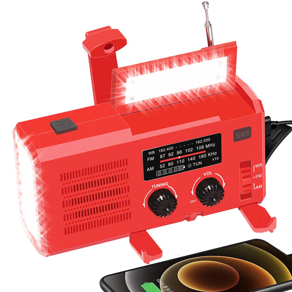 Emergency Solar Radio AM/FM/NOAA Hand Crank Dynamo Radio With COB Multi-Functional Flashlight