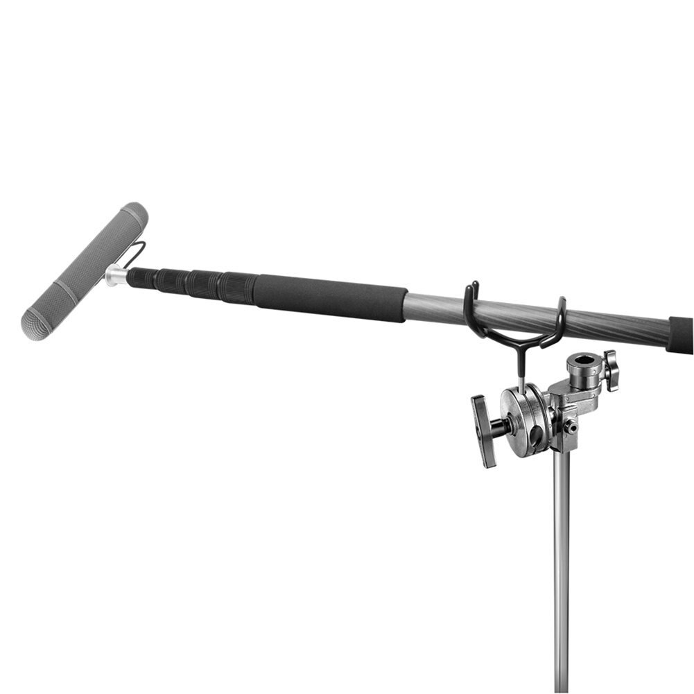 Black Metal Microphone Boompole Boom Pole Support Holder Recording Bracket Black for C-Stand Mic Stand