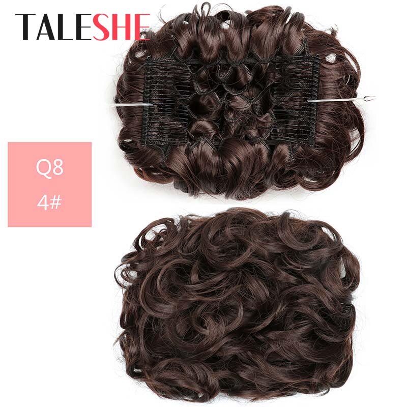 Large Comb Clip In Curly Synthetic Hair Pieces Chignon Updo Cover Extension Hair Bun Retro Style Women's Wedding Hairpiece