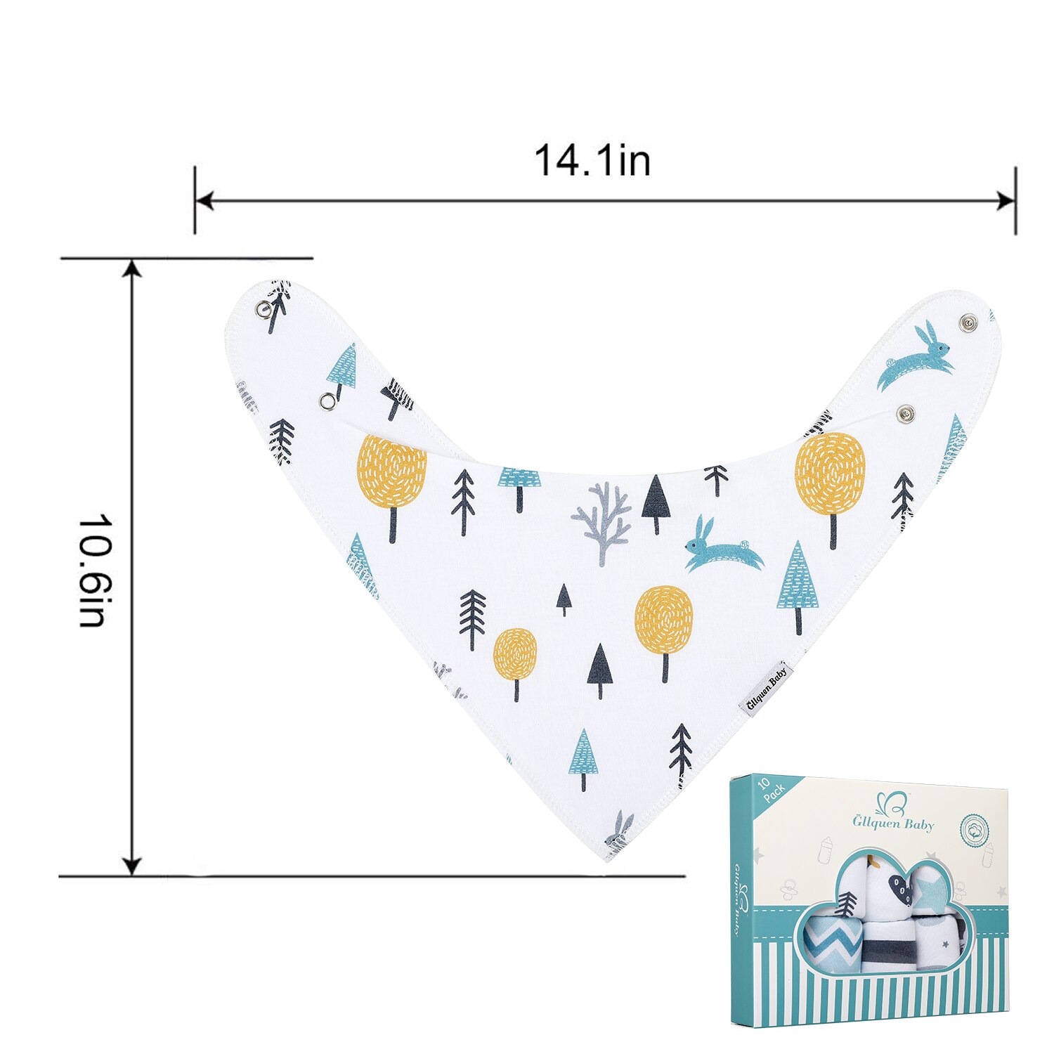 Babero de algodón orgánico superabsorbente para bebé, paquete de 10 Baberos triangulares de 100% algodón, para de Baby Shower