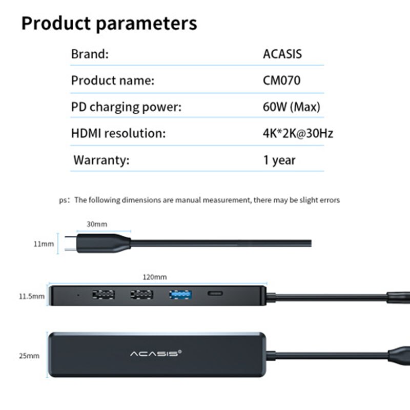 Acasis Hohe Geschwindigkeit Expander Adapter 5 in 1 USB Typ C Hub Adapter Mit 4K HDMI-kompatibel USB 3,0 2,0 PD Ladung Hafen