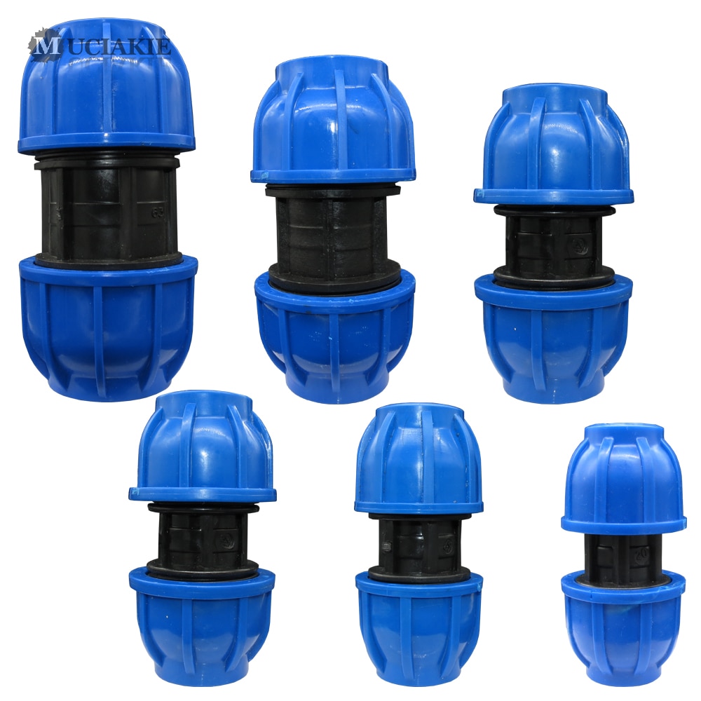 MUCIAKIE 20 25 32 40 50 60MM HDPE Compression Coupler Garden Water Connector PP Thread Irrigation Pipe Quick Connecter Fittings