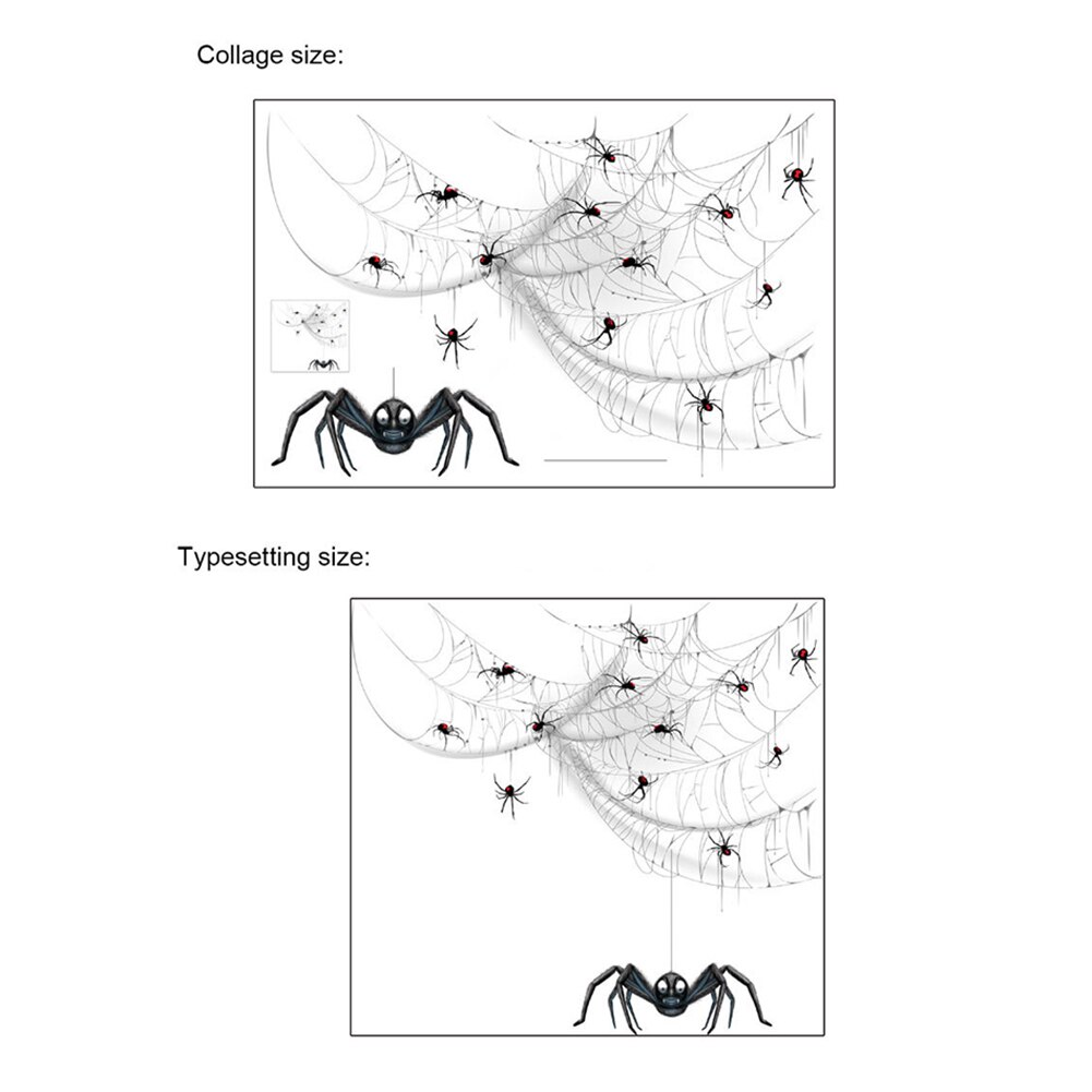 Halloween vægklistermærker edderkoppespind selvklæbende vægmalerier pvc aftageligt vinduesmærkat festival fest baggrund dekoration