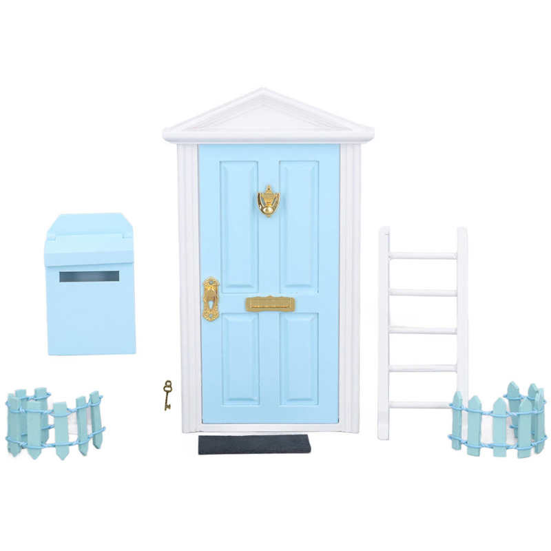 Mini juego de puerta de madera para casa de muñecas, puerta en miniatura, exquisita mano de obra para casa de muñecas 1:12: Azul