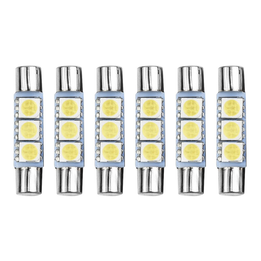 ///6pcs LED Xenon Bulbs Super White 3SMD 6641 6614F LED Bulb Sun Visor Makeup Mirror Fuse Light Durable Car Lighting Lamps