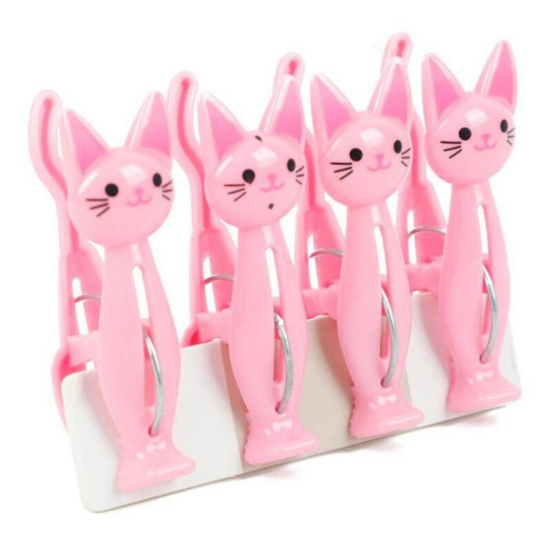 4Pcs/Set Cute Cat Clamp Shape Sealing Clip Portable Clip For Snack Moisture-proof Plastic Clothespin Drying Clip Decorations: Pink