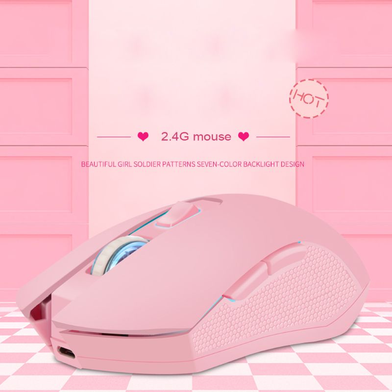 Pink Silent LED Optical Game Mice 1600DPI 2.4G USB Wireless Mouse for PC Laptop