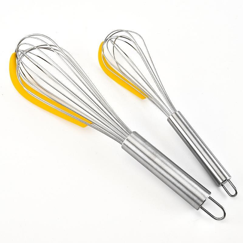 3 Stks/set Met Eieren Separator Eiklopper Rvs Garde Roterende Multifunctionele Handleiding Siliconen Schraper Mixer Stirr