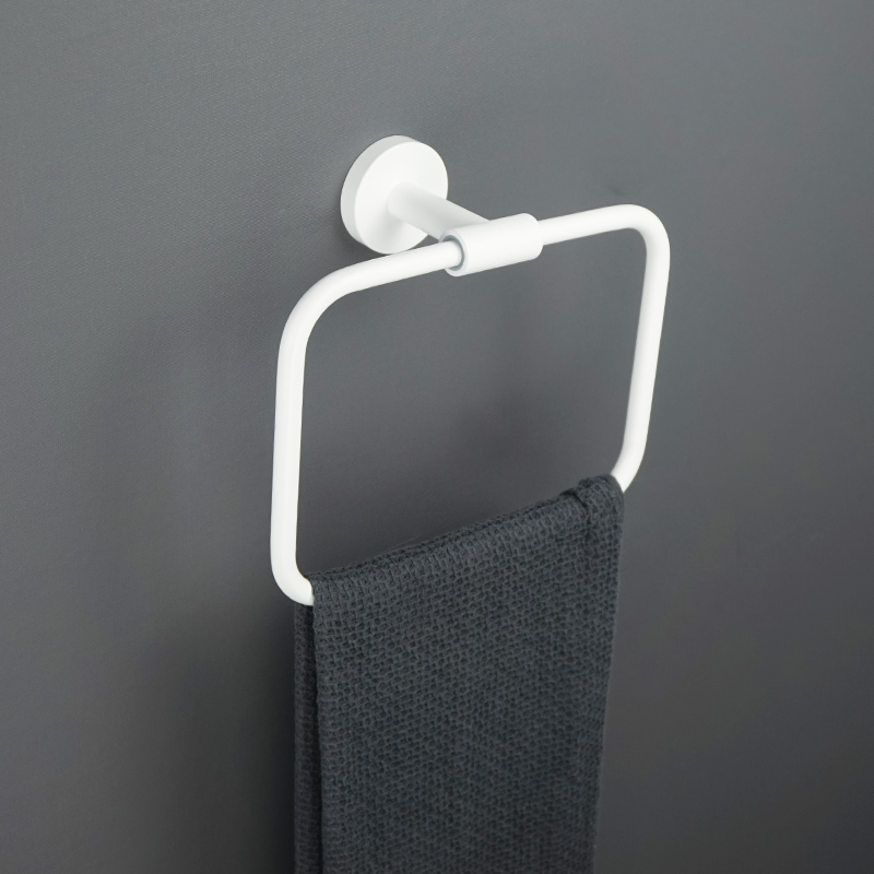 Juego de accesorios de baño blanco mate, soporte de toalla de baño, soporte de papel, gancho para bata, cepillo de inodoro, jabonera, estante de toalla