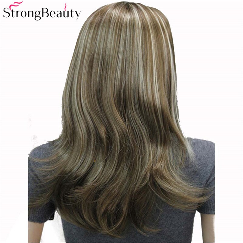 forte di Bellezza Lungo Ondulato Sintetico Senza Cappuccio Parrucche Mezza le signore '3/4 Parrucca con La fascia Parrucca