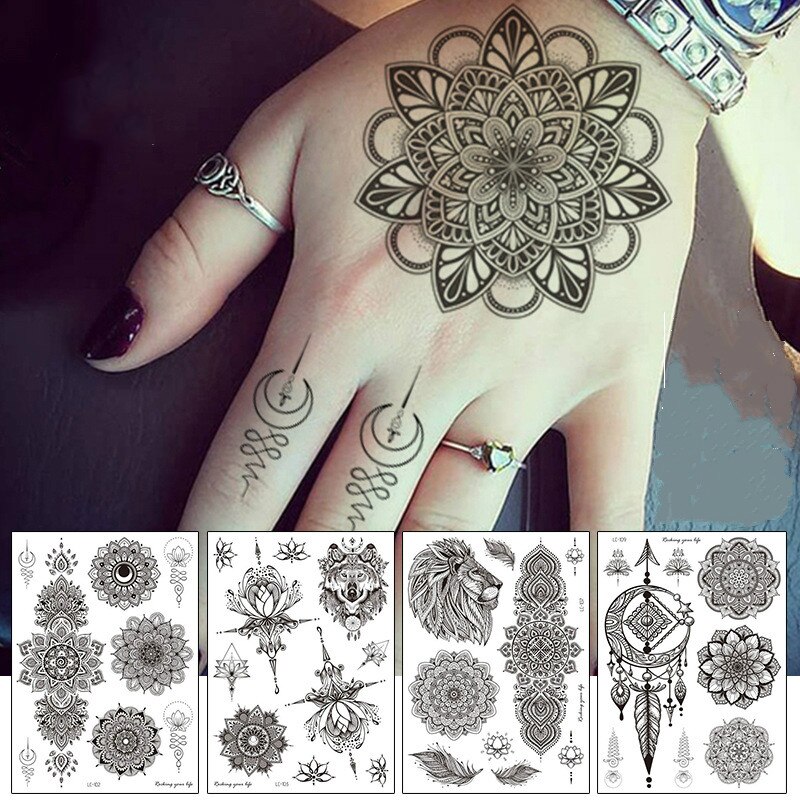 Rose Pioen Bloem Meisjes Tijdelijke Tatoeages Voor Vrouwen Waterdichte Zwarte Tattoo Stickers 3D Blossom Lady Schouder Diy Tattoos