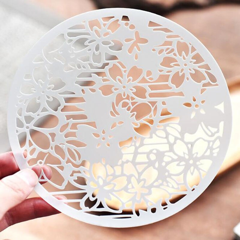 Stencil Plant Flower Round Painting Template Handmade DIY Scrapbook Album Drawing Reusable Stationery