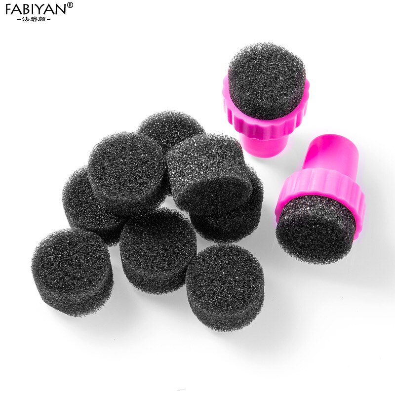 Set de esponjas para manicura, Set de 10/15 piezas, estampador de transferencia de esmalte de Gel UV, degradado, cambia de Color: 10Pcs Black Sponge
