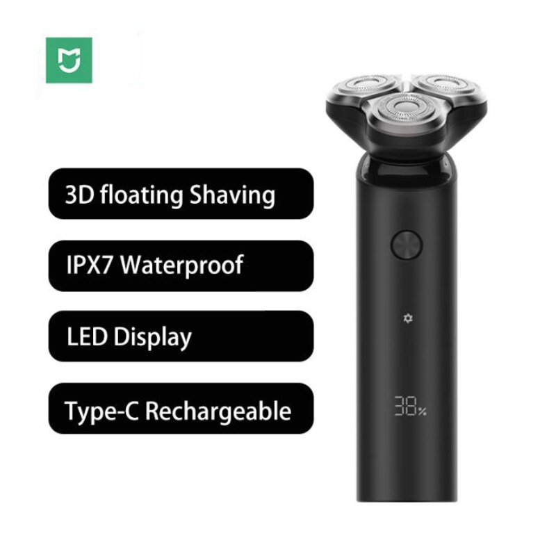 Xiaomi mijia elektrisk barbermaskin  s500 bærbar flex barberhøvel 3 hode tørr våtbarbering vaskbar skjeggtrimmer trimmer intelligent lavt støynivå