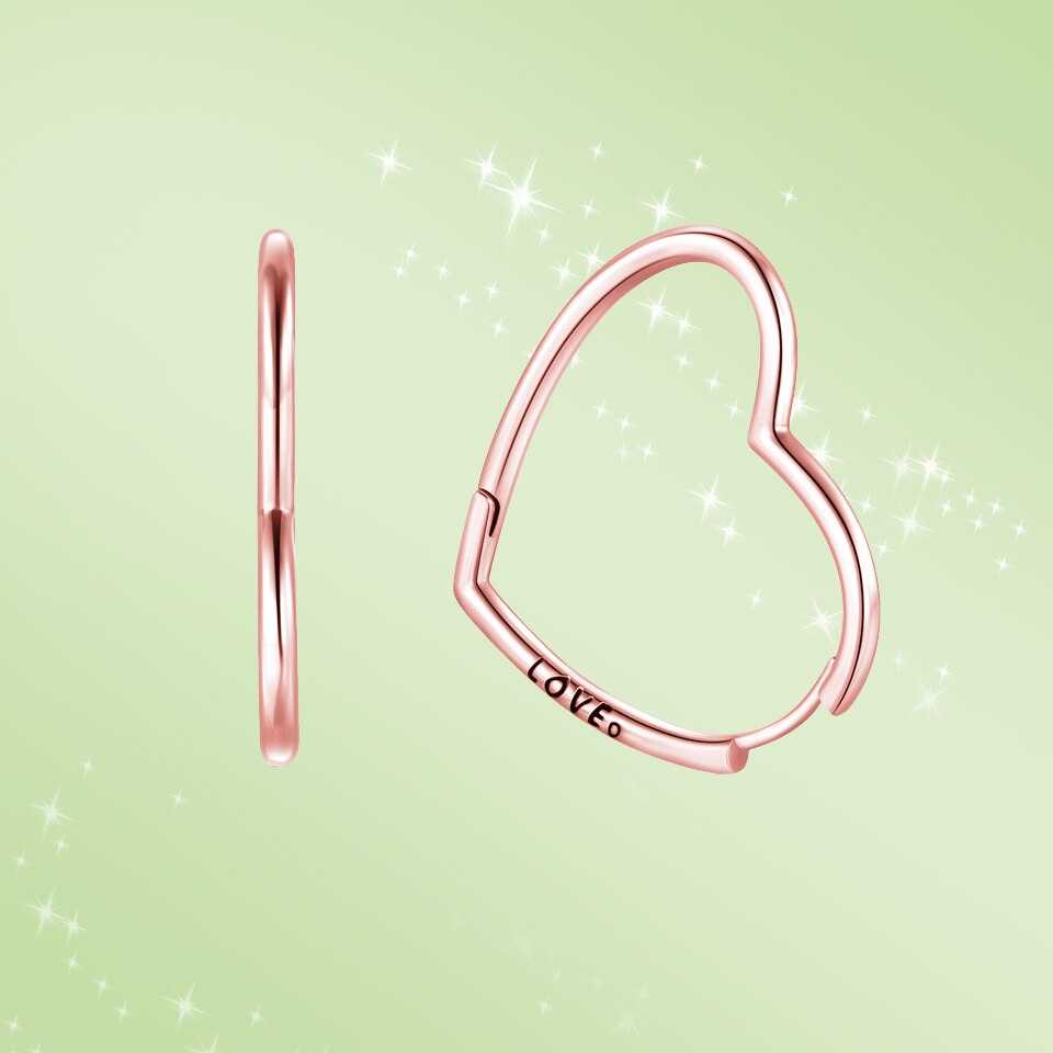 Genuine Loved Heart Ear Hoops Earrings for Women Earring with Charms for Original Millie Charm: PAE001-A