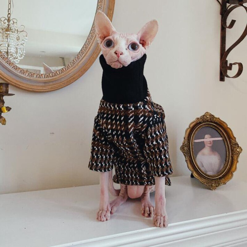 Mpk butik nackvärmande hårlös katttröja sphynx cat vinterkläder turtleneck-tröja