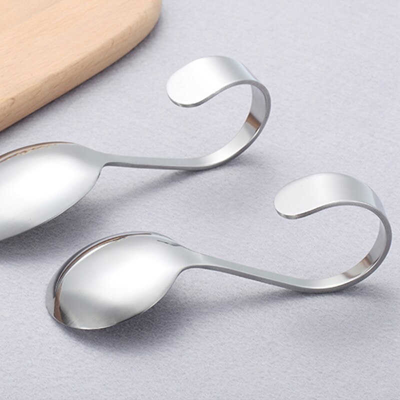 Stainless steel Salad spoon set Curved Handle Dinner Serving Soup Salad Spoon Public Dinnerware Cutlery Kitchen Buffet Tools