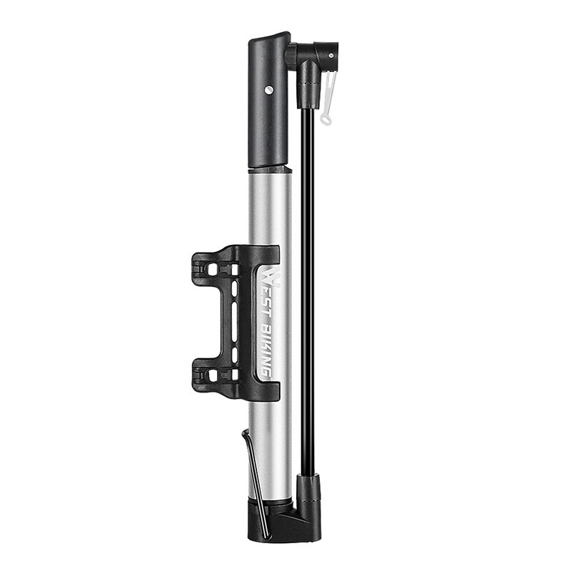 Portable Mountain Bike Pump Mini Bike Tire Air Inflator With Hose For Schrader Valve MTB Road Bicycle Pump Lightweight: 2 Silver